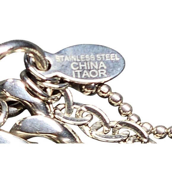 Vintage 8" Stainless Steel Bracelet Itaor Multistrand Charm Heart - Picture 3 of 8